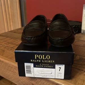 Polo Ralph Lauren black full train leather Telly loafers